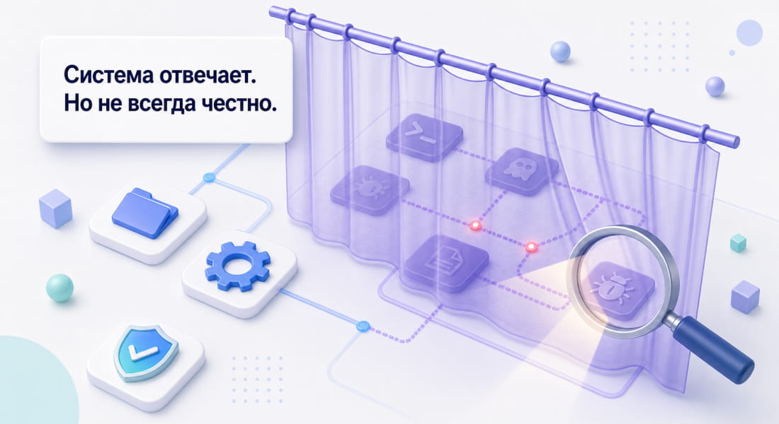 Иллюстрация того, как руткит искажает ответы операционной системы: процесс не виден, файл не находится.