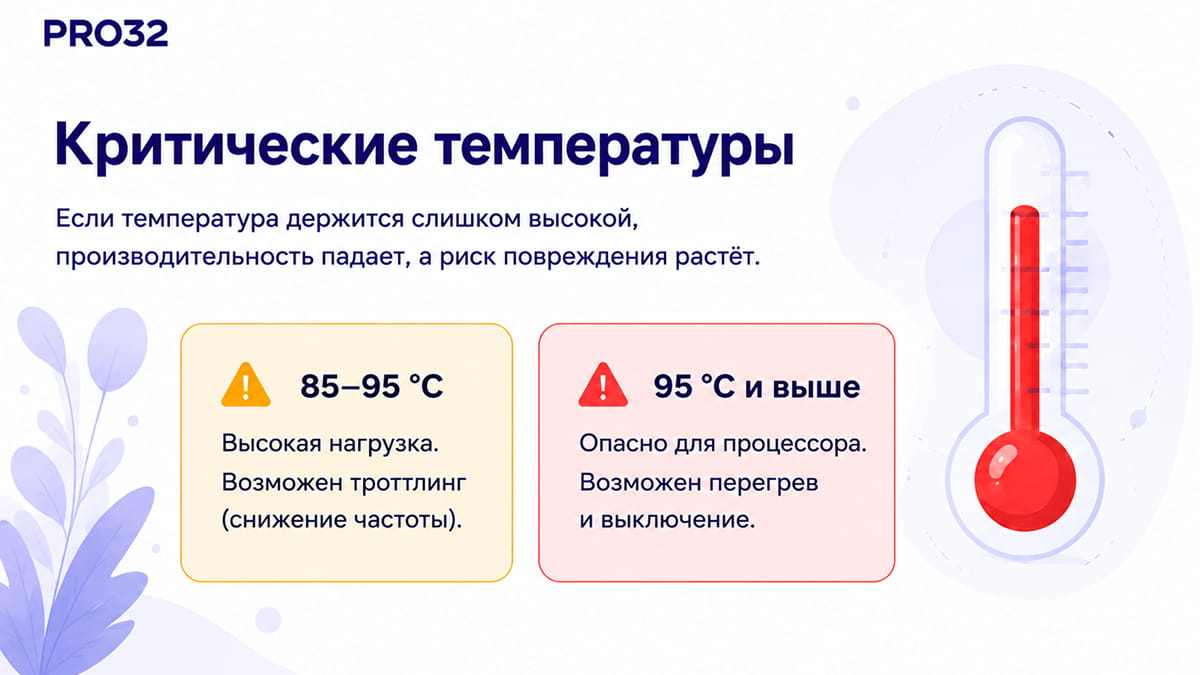 Предупреждение о критической температуре процессора