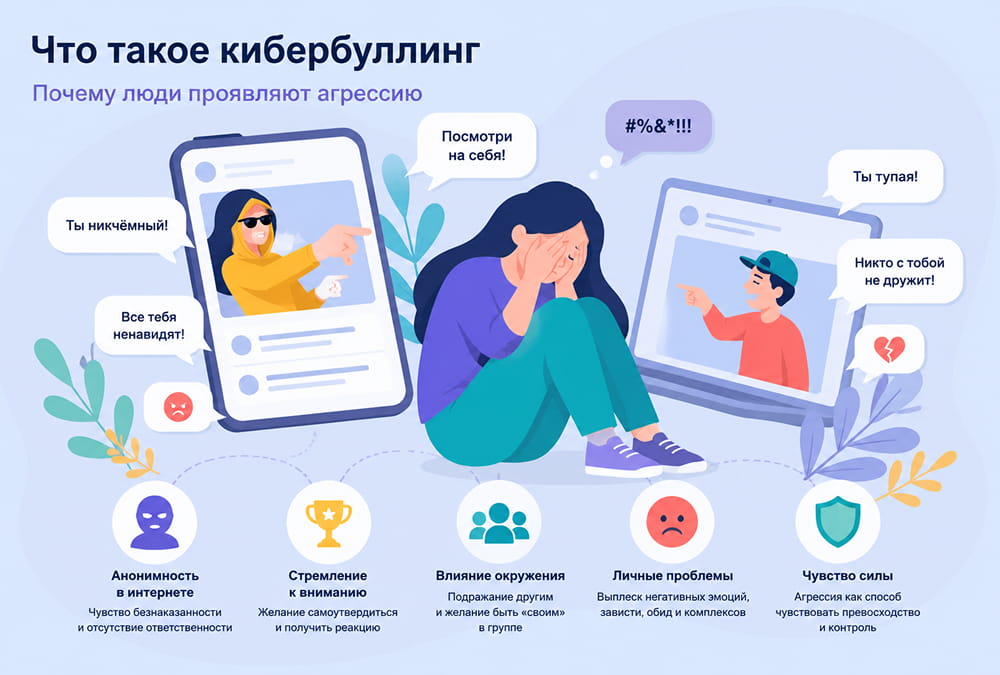 Подросток сталкивается с кибербуллингом и травлей в интернете