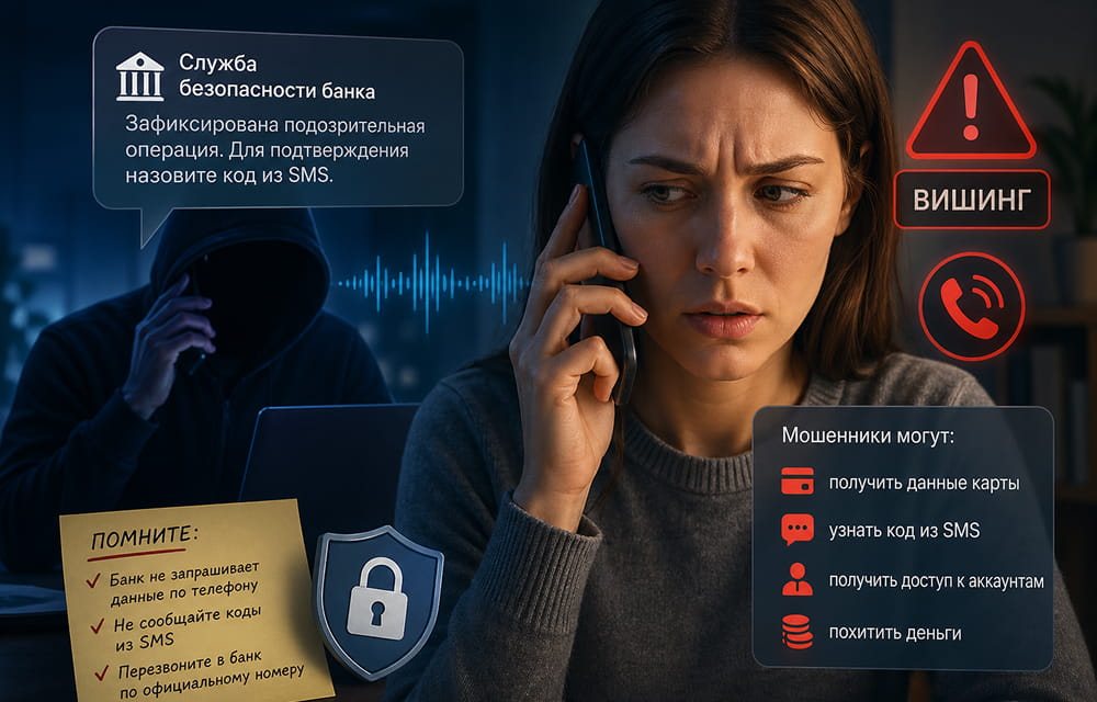 Взволнованный человек получает подозрительный звонок мошенников