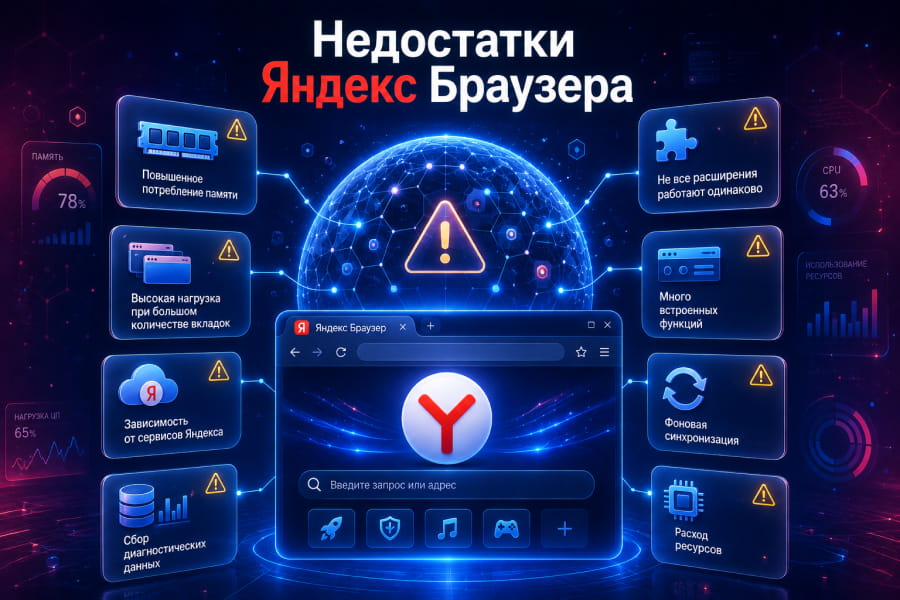 Недостатки Яндекс Браузера: потребление памяти, зависимость от сервисов и другие особенности