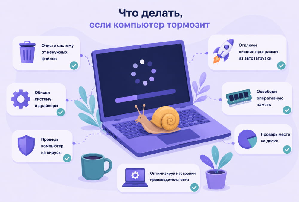 Компьютер начал тормозить и работать медленнее из-за системных проблем