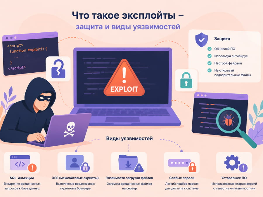Эксплойты и кибератаки через уязвимости программного обеспечения